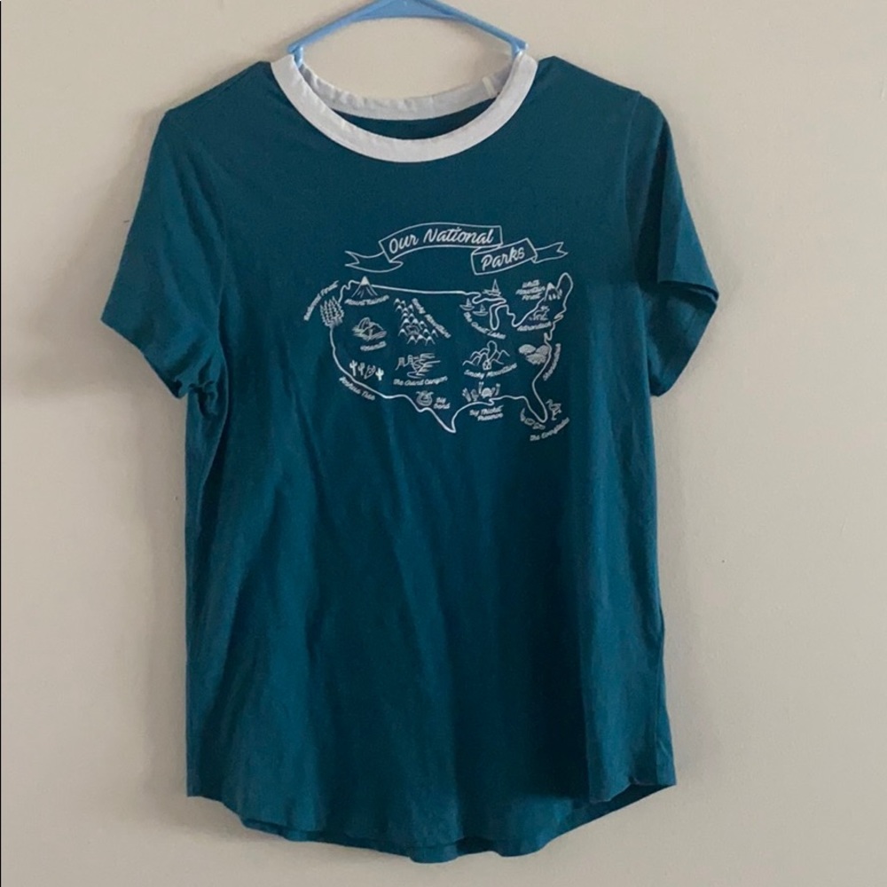 our national parks| short sleeve shirt| green/blue